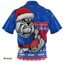 Western Bulldogs Merry Christmas Down Under Footy Power Style Zip Polo Shirt