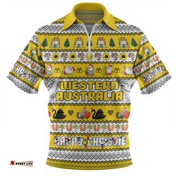 Western Australia Christmas Custom Happy Chrissie Ugly Style Zip Polo Shirt