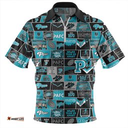 Port Adelaide Legacy Of The Pride Comic Style Zip Polo Shirt