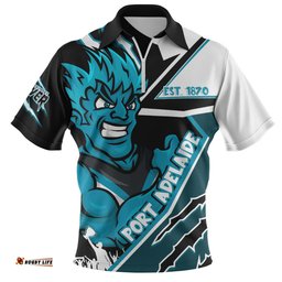 Port Adelaide Battlefield Glory Gear Zip Polo Shirt