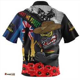 Penrith Panthers United In Spirit Anzac Day Tribute Zip Polo Shirt