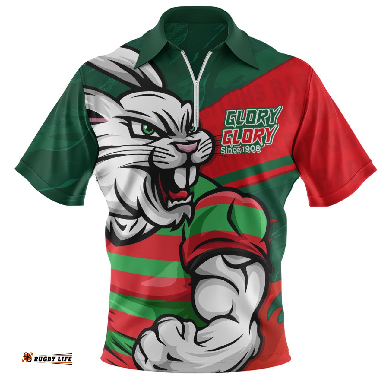 South Sydney Rabbitohs Defend The Pride Zip Polo Shirt