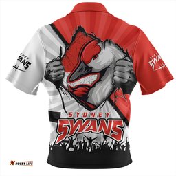 Sydney Swans Breaking Through Fan Design Zip Polo Shirt