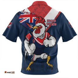 Sydney Roosters Custom For Die Hard Fan Australia Flag Scratch Style Zip Polo Shirt