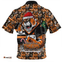 Wests Tigers Merry Ugly Christmas Comic Style Zip Polo Shirt