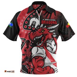 St. George Illawarra Dragons NAIDOC Indigenous Warrior Spirit Zip Polo Shirt