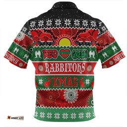 South Sydney Rabbitohs Aboriginal Custom Indigenous Knitted Ugly Xmas Style Zip Polo Shirt