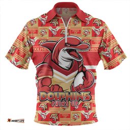 Redcliffe Dolphins Champions Pride Comic Style Zip Polo Shirt