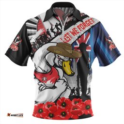 Sydney Swans Anzac Day Honor United In Spirit Zip Polo Shirt