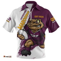 Queensland Maroons Battleborn Maroons Zip Polo Shirt