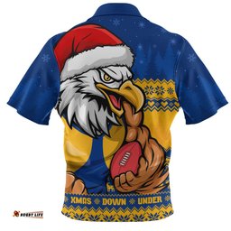West Coast Eagles Merry Christmas Down Under Footy Power Style Zip Polo Shirt