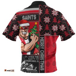 St Kilda Merry Christmas Knit Style Festive Spirit Zip Polo Shirt