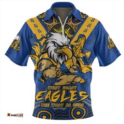 West Coast Eagles Ripped Legacy of the Game Zip Polo Shirt