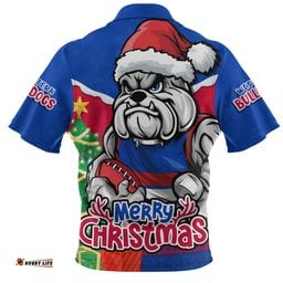 Western Bulldogs Santa Scoring Touchdown On Christmas Game Day Zip Polo Shirt