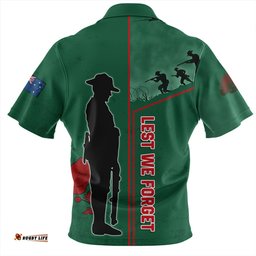 South Sydney Rabbitohs Anzac Day Lest We Forget Poppy Zip Polo Shirt