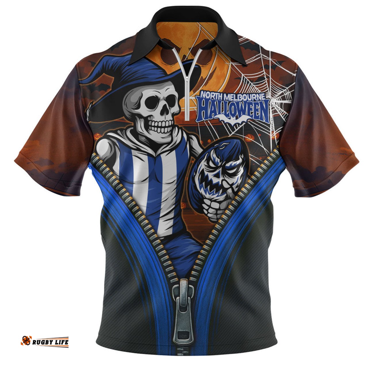 North Melbourne Halloween Night Reaper Zipper Zip Polo Shirt