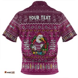 Manly Warringah Sea Eagles Christmas Custom Chrissie Spirit Zip Polo Shirt