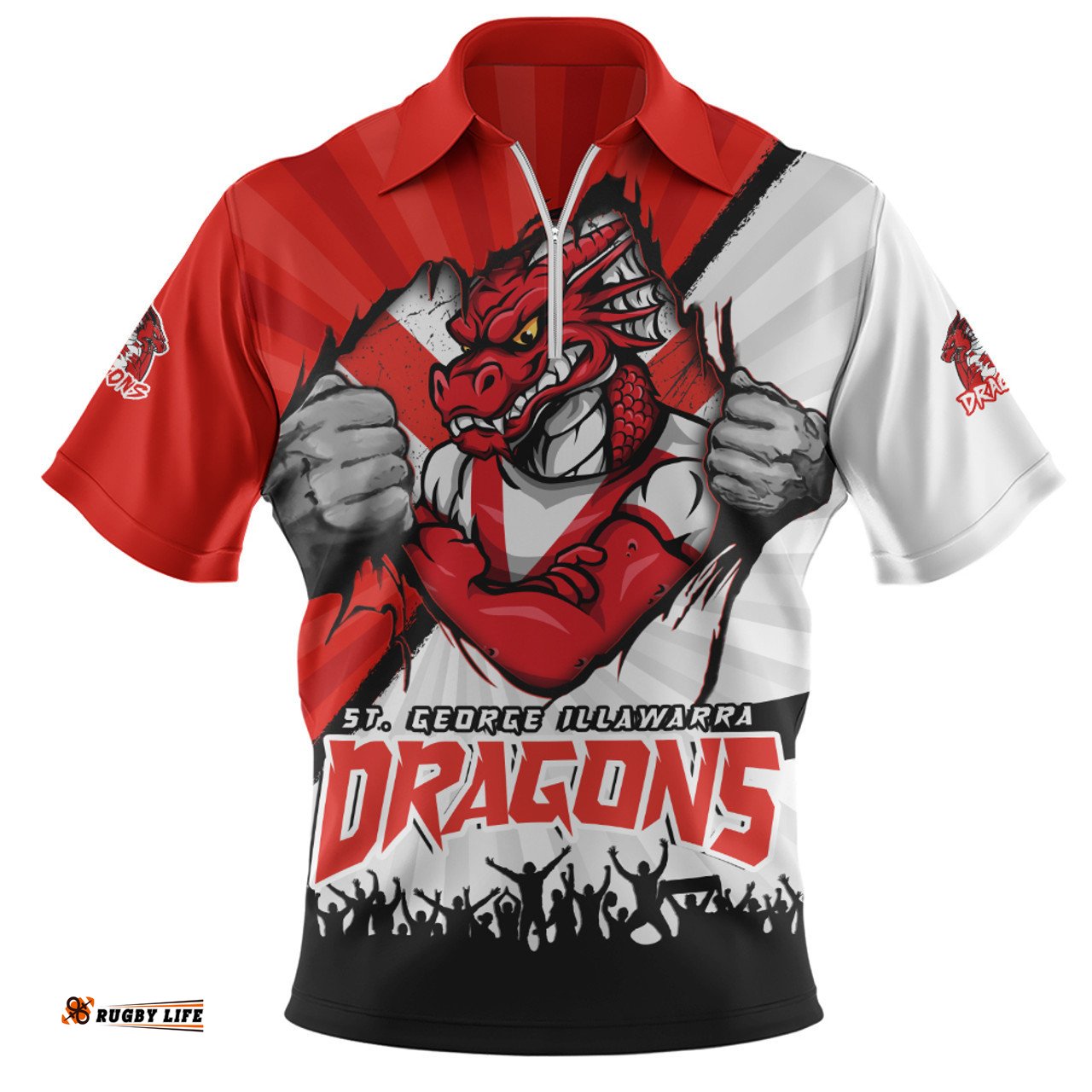 St. George Illawarra Dragons Fearless Soul Series Zip Polo Shirt
