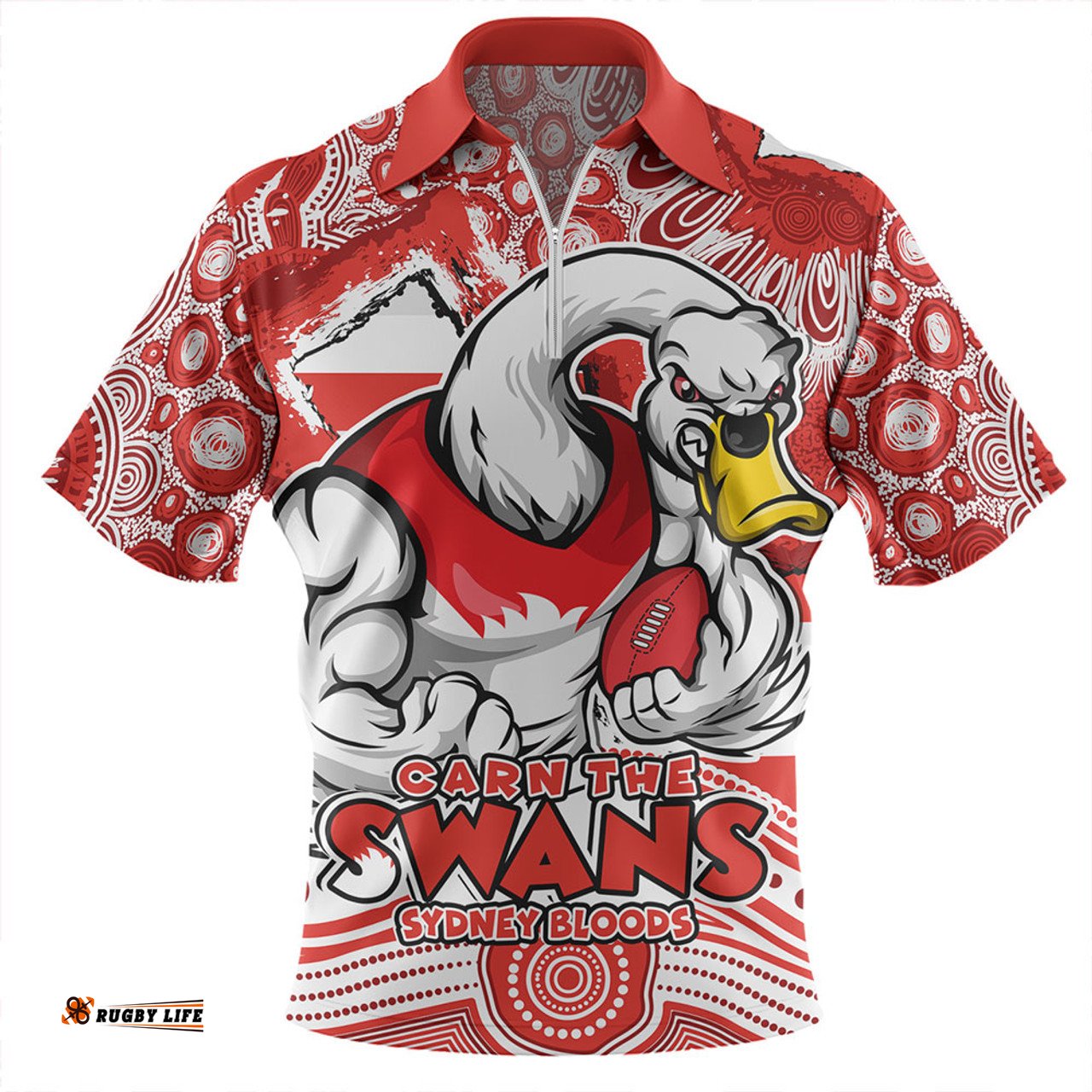 Sydney Swans Blazing Spirit Of Victory Zip Polo Shirt