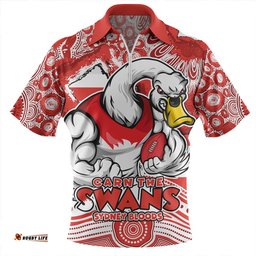Sydney Swans Blazing Spirit Of Victory Zip Polo Shirt