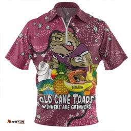Queensland Cane Toads Custom Australian Big Things Zip Polo Shirt