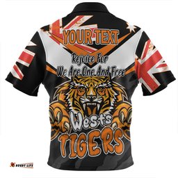 Wests Tigers Happy Australia Day We Are One And Free Zip Polo Shirt