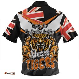 Wests Tigers Happy Australia Day We Are One And Free Zip Polo Shirt