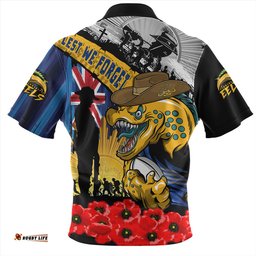 Parramatta Eels United In Spirit Anzac Day Tribute Zip Polo Shirt