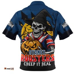 Sydney Roosters Dark Moon Rugby Halloween Battle Edition Zip Polo Shirt