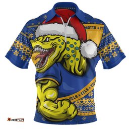 Parramatta Eels Ugly Knit Style For Christmas Game Fans Zip Polo Shirt