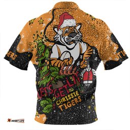 Wests Tigers Christmas Custom Let's Get Lit Chrisse Pressie Zip Polo Shirt
