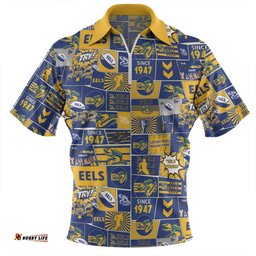Parramatta Eels Team Of Us Die Hard Fan Supporters Comic Style Zip Polo Shirt