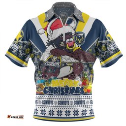 North Queensland Cowboys Christmas Custom North Queensland Cowboys Santa Aussie Big Things Zip Polo Shirt