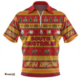 South Australia Christmas Custom Happy Chrissie Ugly Style Zip Polo Shirt