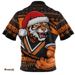 Wests Tigers Ugly Knit Style For Christmas Game Fans Zip Polo Shirt