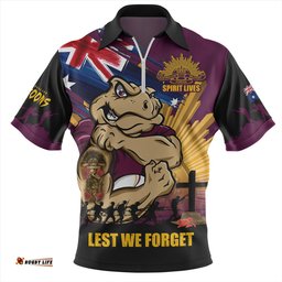 Queensland Maroons Fearless ANZAC Defender Zip Polo Shirt