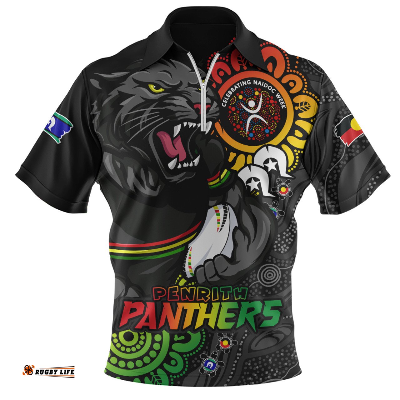 Penrith Panthers Power Through Generations NAIDOC Edition Zip Polo Shirt