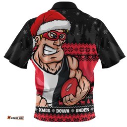 St Kilda Merry Christmas Down Under Footy Power Style Zip Polo Shirt
