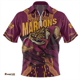 Queensland Maroons Maroon Venom QLD Strikeforce Zip Polo Shirt