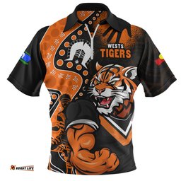 Wests Tigers NAIDOC Indigenous Warrior Spirit Zip Polo Shirt