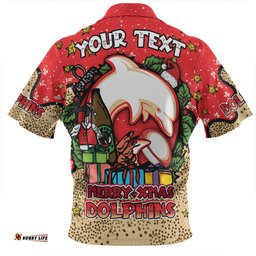 Redcliffe Dolphins Christmas Custom Merry Christmas Our Beloved Team With Aboriginal Dot Art Pattern Zip Polo Shirt