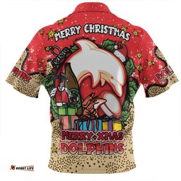 Redcliffe Dolphins Christmas Custom Merry Christmas Our Beloved Team With Aboriginal Dot Art Pattern Zip Polo Shirt
