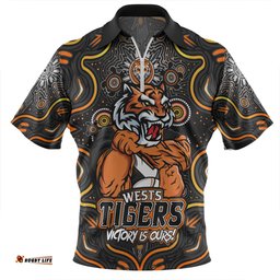 Penrith Panthers Aboriginal Pattern Inspired Victory Is Ours Zip Polo Shirt