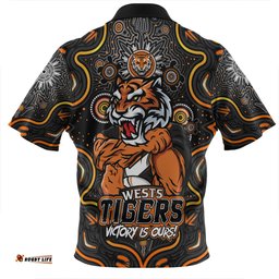 Penrith Panthers Aboriginal Pattern Inspired Victory Is Ours Zip Polo Shirt