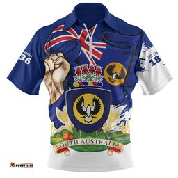 South Australia Power Pride And Heritage Crest Zip Polo Shirt