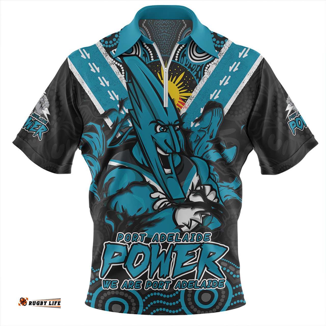 Port Adelaide Ripped Legacy Of The Game Zip Polo Shirt
