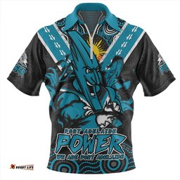 Port Adelaide Ripped Legacy Of The Game Zip Polo Shirt
