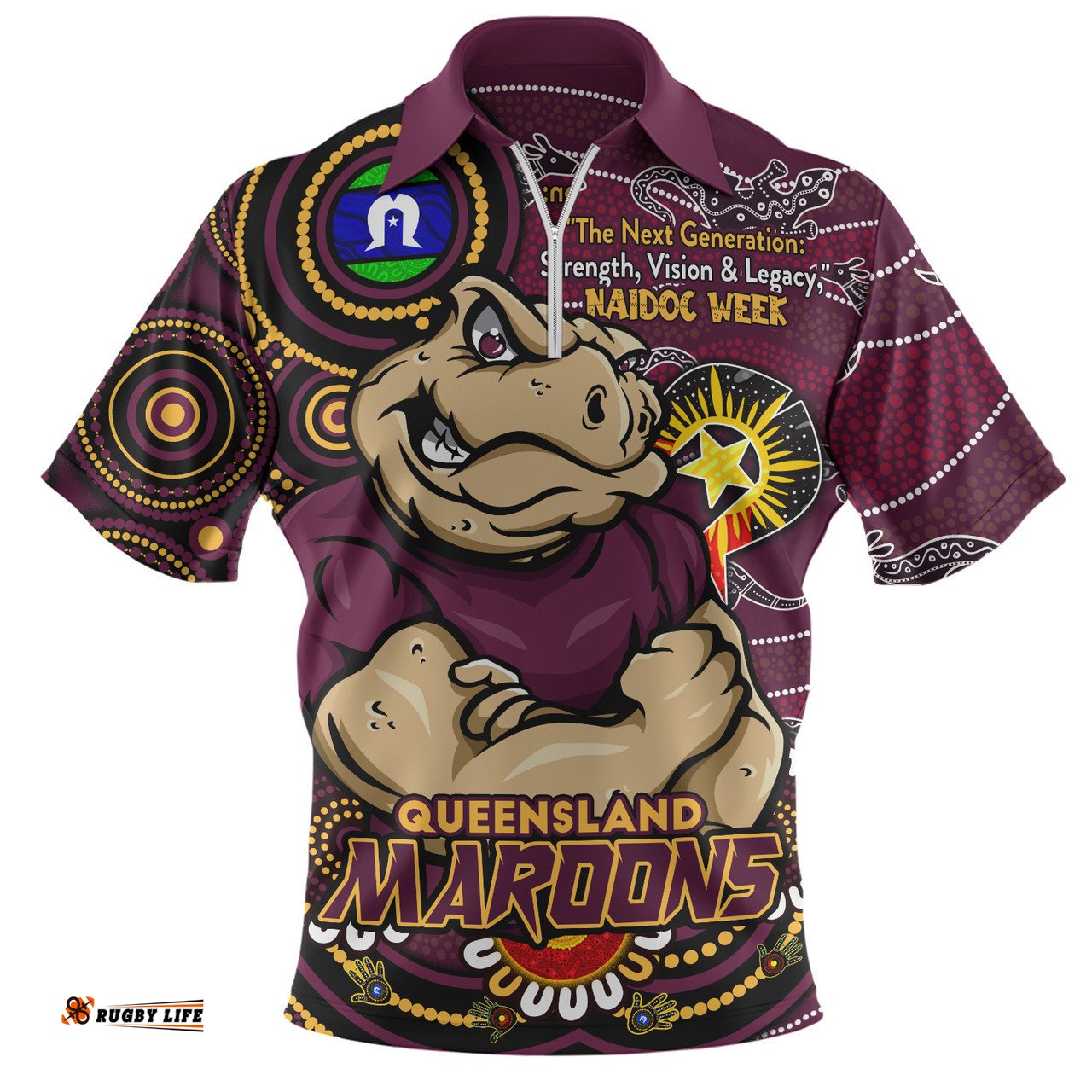 Queensland Maroons Spirit Of NAIDOC Series Zip Polo Shirt