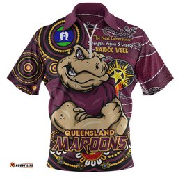 Queensland Maroons Spirit Of NAIDOC Series Zip Polo Shirt