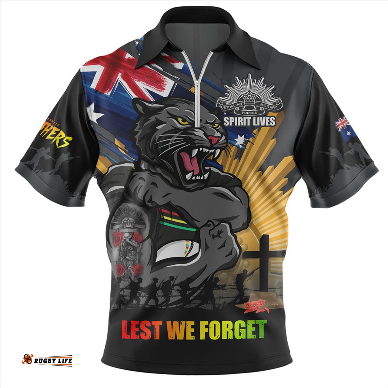 Penrith Panthers Fearless ANZAC Defender Zip Polo Shirt